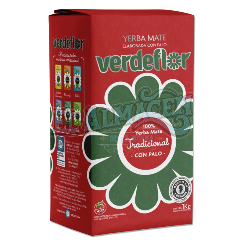 Yerba Mate verdeflor tradicional con palo