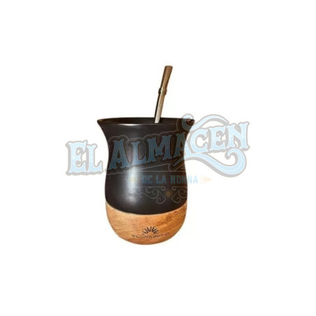 Mate de cerámica y madera