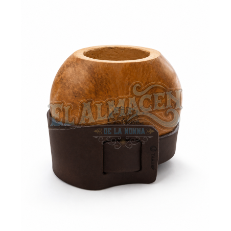 Mate estilo Galleta natural con Base de Cuero