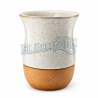 Mate en Ceramica y Madera Blanco