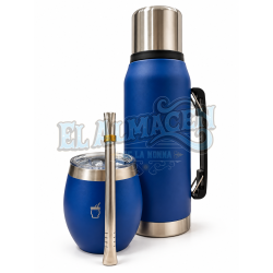 Kit Matero Azul termo, mate y Bombilla